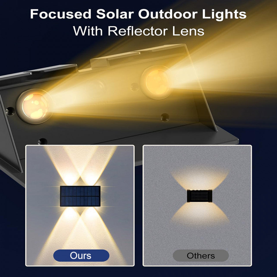 SET 2 LAMPI SOLARE BIDIRECTIONALE 4 LED ALB CALD