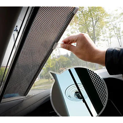 SET 2X Parasolar auto cu ventuze retractabil negru 68 cm x 125 cm