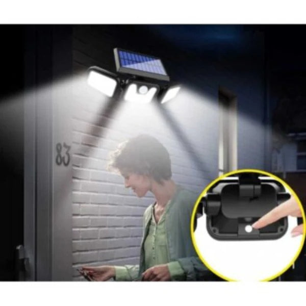 Set 3 x PROIECTOR SOLAR 3 CASETE, 74 LED-uri si senzor de miscare