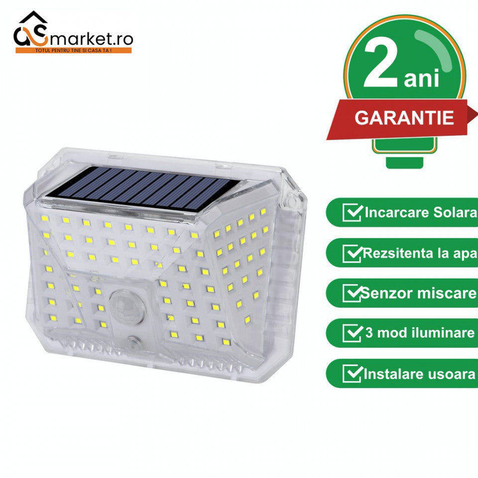 SET 4 LAMPI SOLARE 90 LED SMD SI SENZOR MISCARE