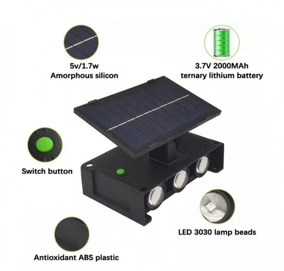SET 4 LAMPI SOLARE BIDIRECTIONALE CU 6 LED