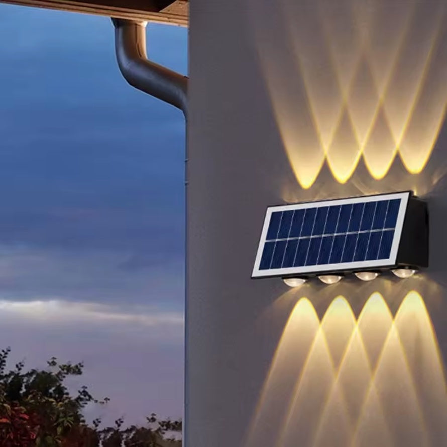 SET 4 LAMPI SOLARE BIDIRECTIONALE CU LUMINA SUS - JOS , 12 LED LUMINA ALB CALD SI RECE