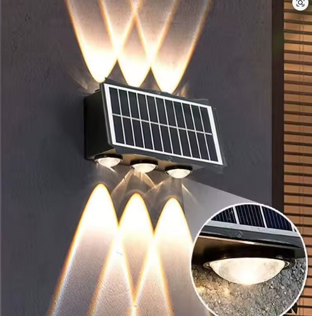 SET 4 LAMPI SOLARE BIDIRECTIONALE CU LUMINA SUS - JOS , 8 LED LUMINA ALB CALD SI RECE