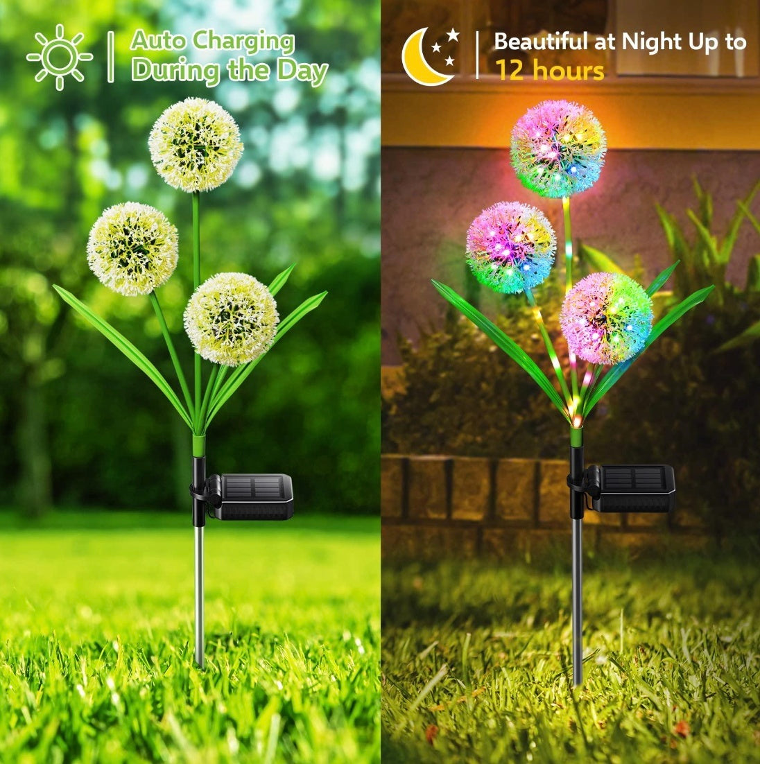 SET 4 X Lampi solare decorative, design Papadie, lumini colorate, rezistente la intemperii, pentru gradina, peluza, alee