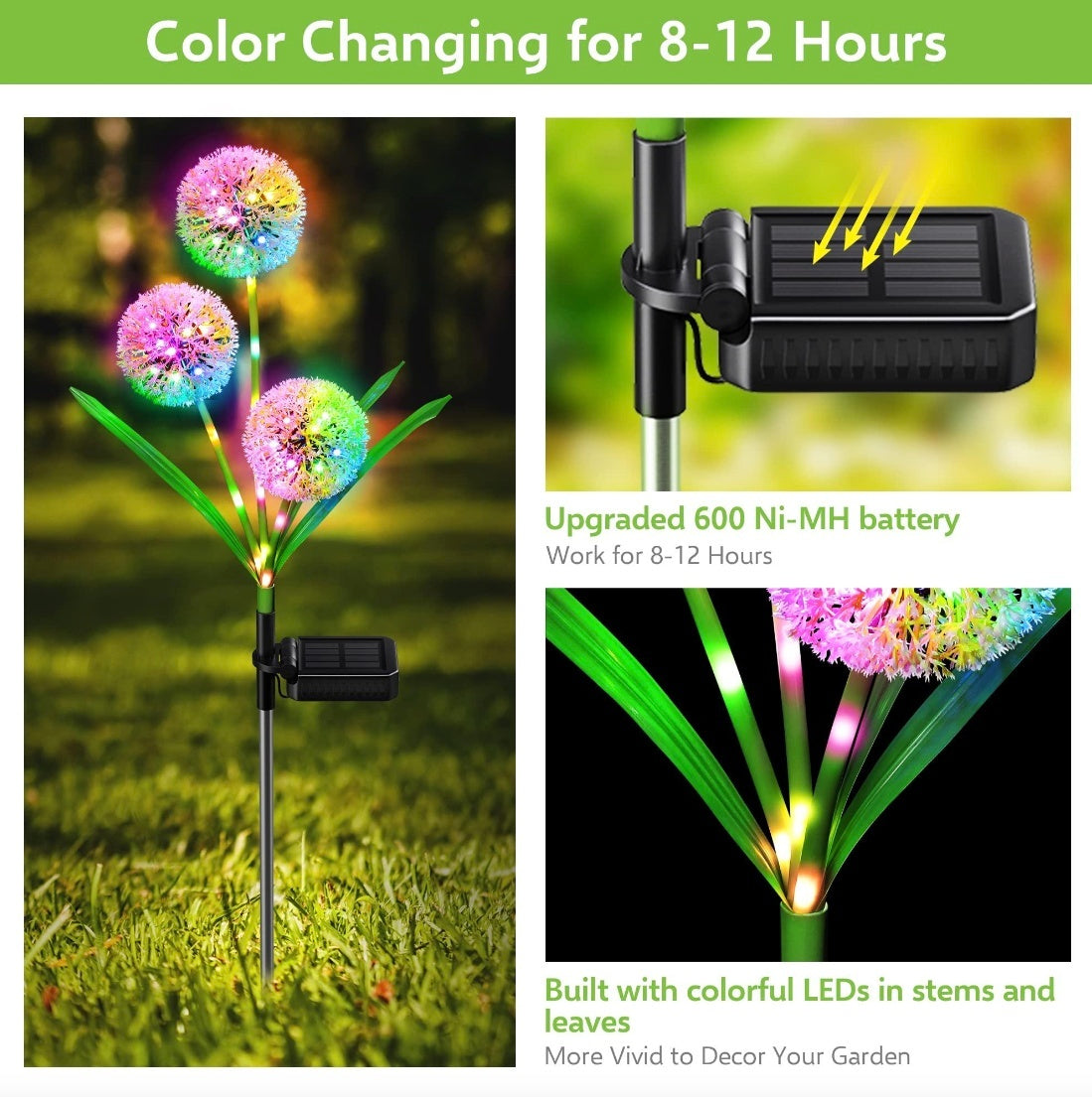 SET 4 X Lampi solare decorative, design Papadie, lumini colorate, rezistente la intemperii, pentru gradina, peluza, alee