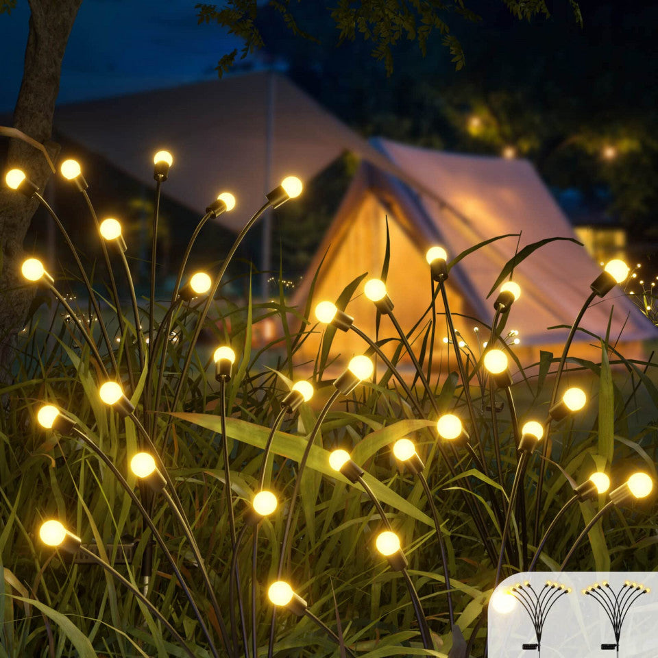 Set 4 X Lampi solare Licurici De Gradina 8 Bulbi Fiecare Led Color