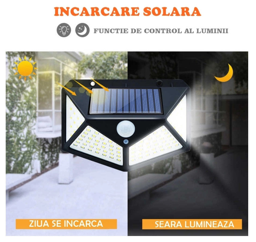 SET 8 LAMPI SOLARE 100 LED - 3 MOD ILUMINARE