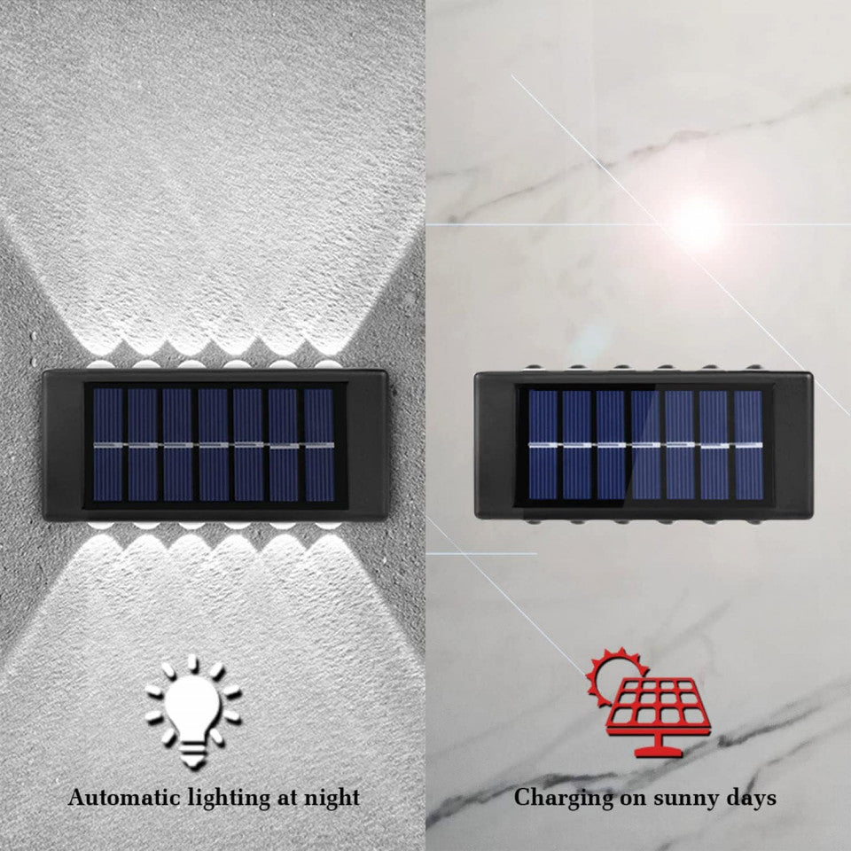 SET 8 LAMPI SOLARE BIDIRECTIONALE 12 LED ALB RECE