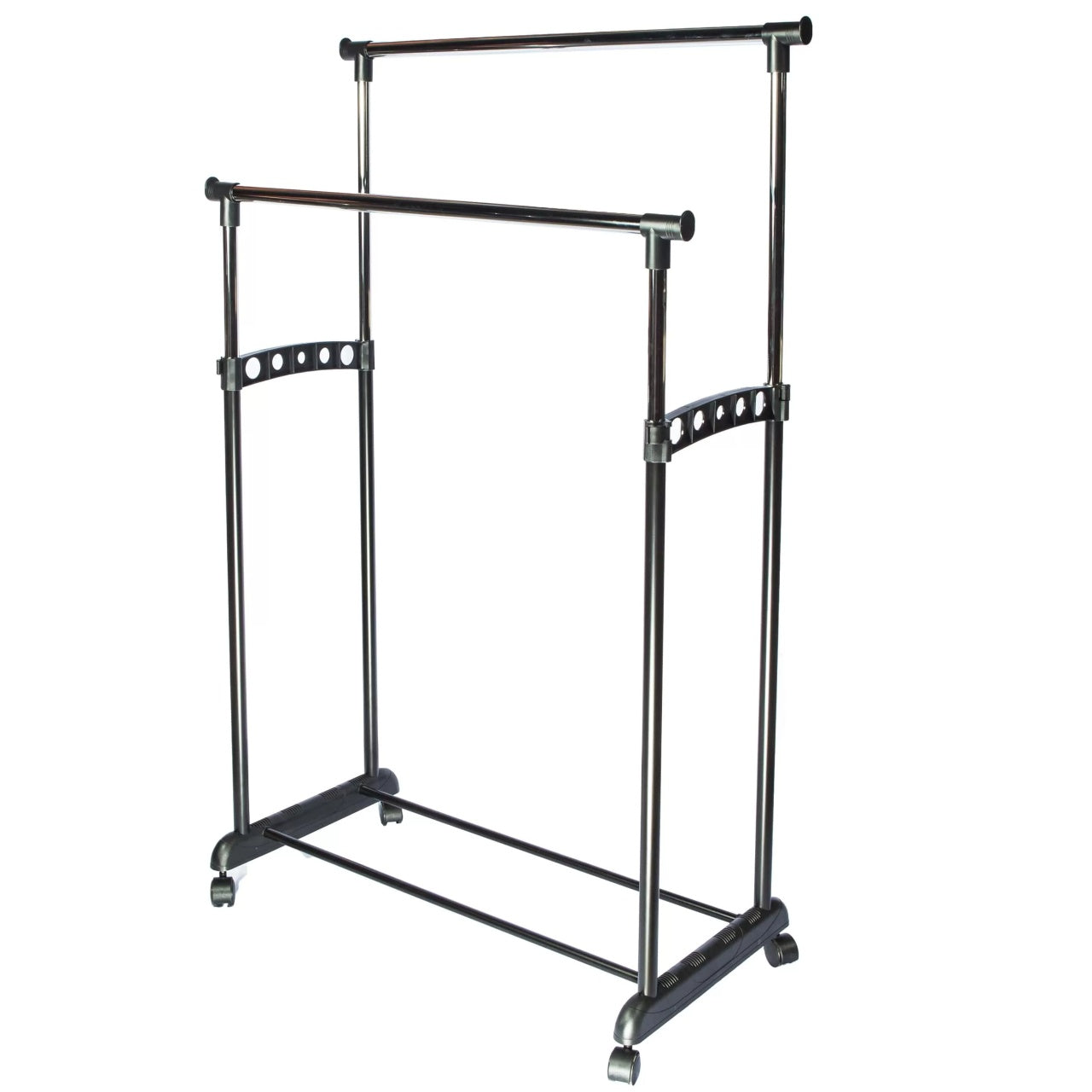 Stand haine dublu, negru, 83x43x94-168 cm