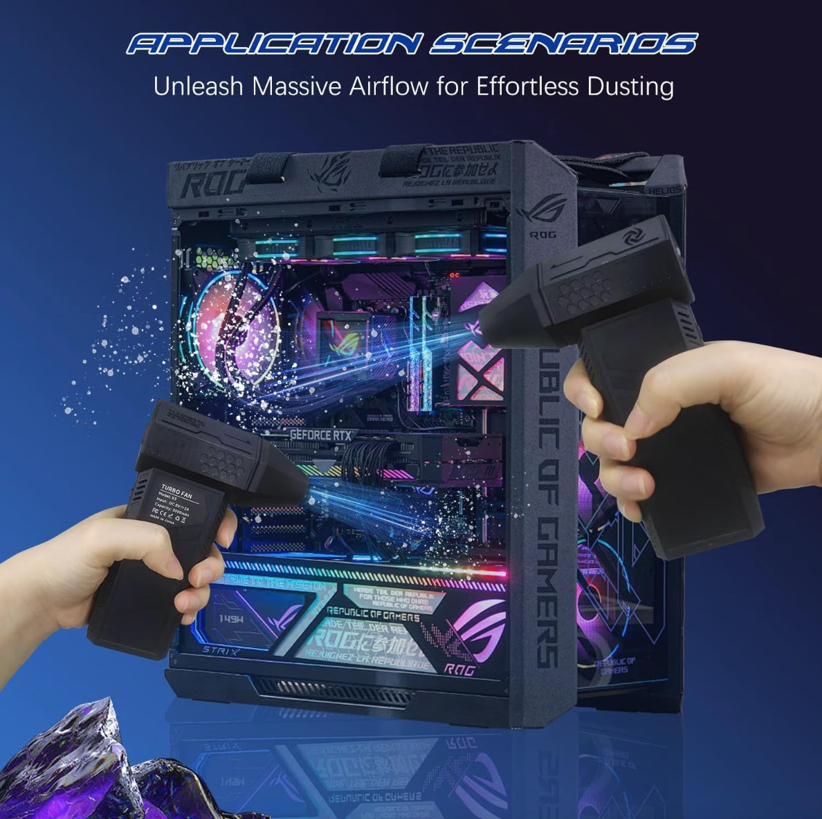 Suflanta aer portabila 130000 RPM, 3 viteze, cap magnetic, incarcare USB, pentru aprinderea focului, suflare praf, uscare masina, uscare par, curatare computer, neagra