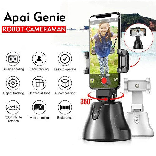 Suport smart pentru telefon tip robot cameraman, urmarire automata a persoanelor/obiectelor, recunoastere faciala, rotatie 360°