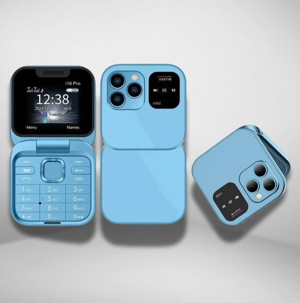 Telefon mobil mini cu ecran dublu, butoane mari, lanterna LED, camera foto, 2 x Nano SIM, player muzical, radio