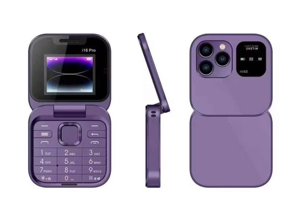 Telefon mobil mini cu ecran dublu, butoane mari, lanterna LED, camera foto, 2 x Nano SIM, player muzical, radio