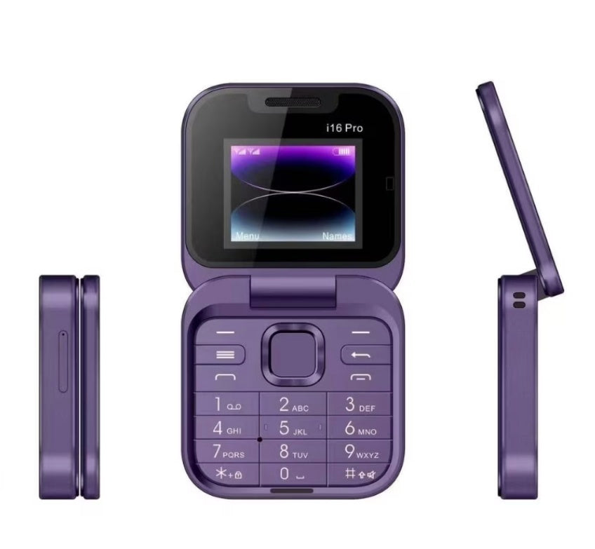 Telefon mobil mini cu ecran dublu, butoane mari, lanterna LED, camera foto, 2 x Nano SIM, player muzical, radio