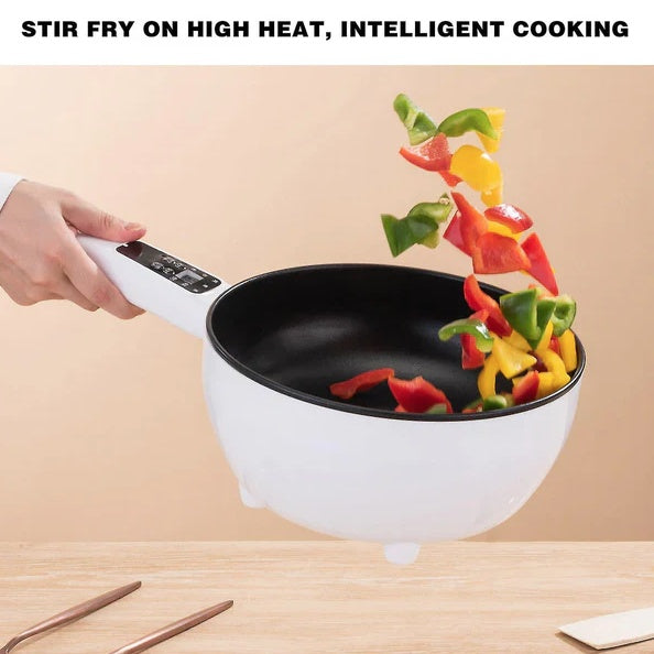 Tigaie Electrica Multifunctionala, 26 Cm, Pentru Gatit Fara Aragaz, Cu Panou De Control Inteligent + Capac