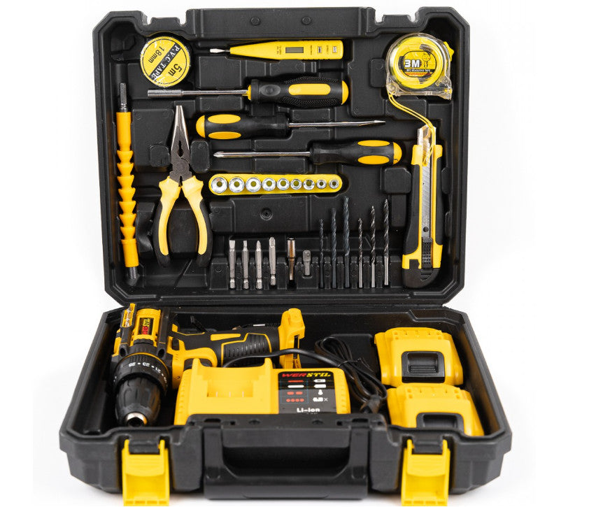 Trusa autofiletanta 24v, cu percutie, 2 acumulatori + 30 piese