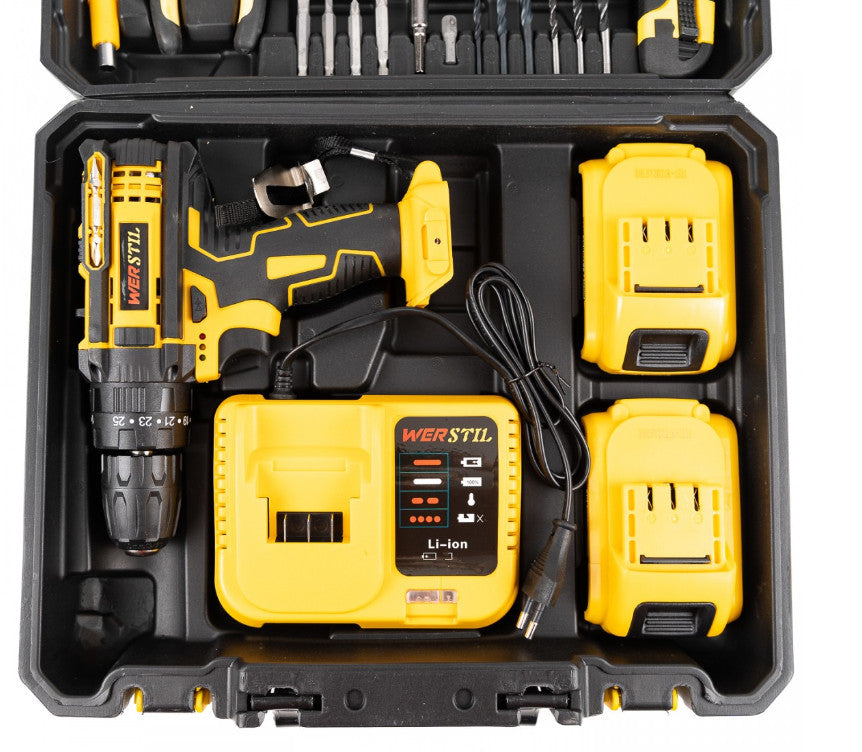 Trusa autofiletanta 24v, cu percutie, 2 acumulatori + 30 piese