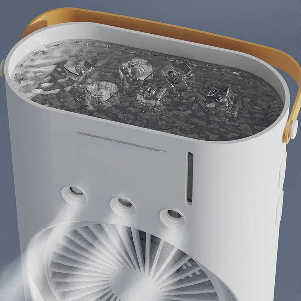 Ventilator cu Led portabil de birou cu umidificare prin pulverizare, Dimensiuni 37 X16 Cm, Alb