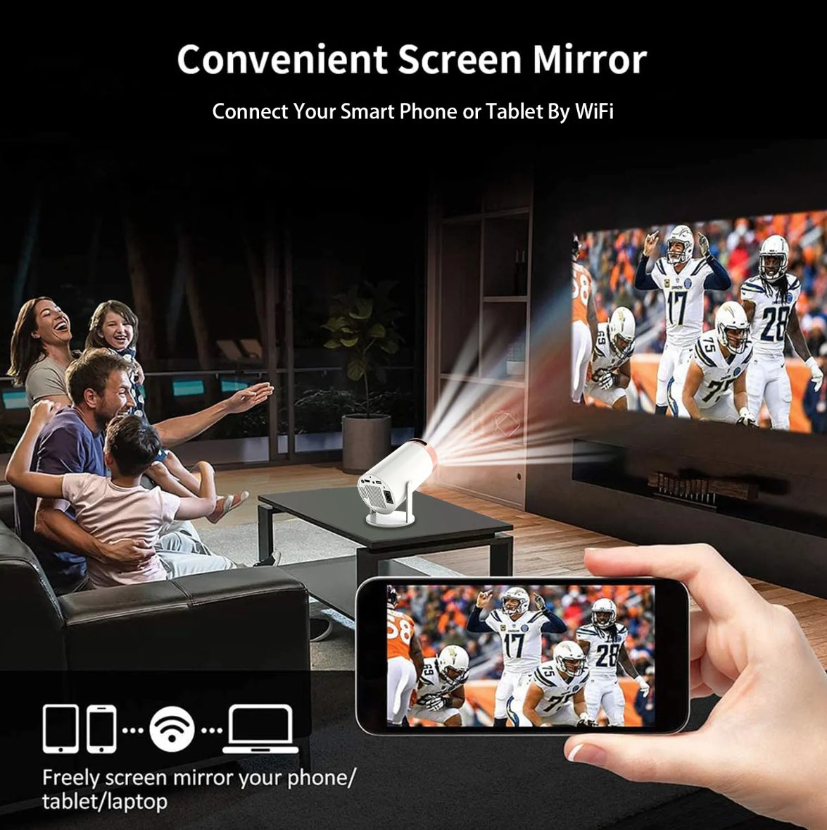 VIDEOPROIECTOR ANDROID 12 WiFi 6 Bluetooth 4K PlayStore