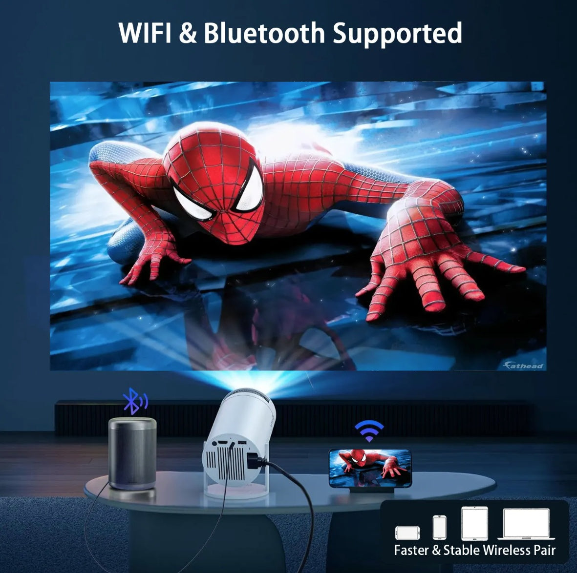 VIDEOPROIECTOR ANDROID 12 WiFi 6 Bluetooth 4K PlayStore